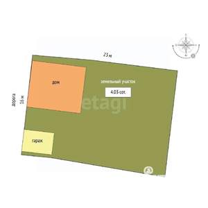 Дом 60м², 1-этажный, участок 4 сот.