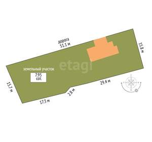 Дом 64м², 1-этажный, участок 8 сот.