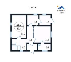 Дом 83м², 2-этажный, участок 8 сот.