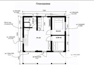 Дом 55м², 1-этажный, участок 10 сот.