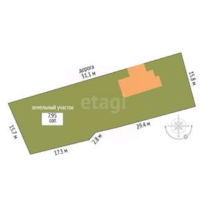 Дом 64м², 1-этажный, участок 8 сот.  