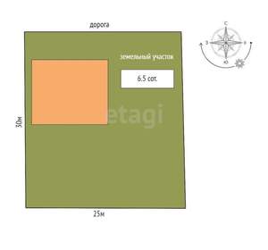 Дом 51м&sup2;, 1-этажный, участок 7 сот.  