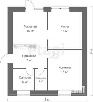 Дом 60м², 1-этажный, участок 4 сот.  