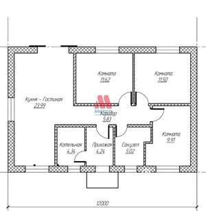 Дом 105м&sup2;, 1-этажный, участок 8 сот.  