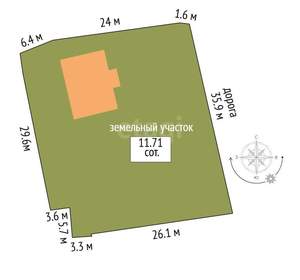 Дом 100м&sup2;, 1-этажный, участок 12 сот.  