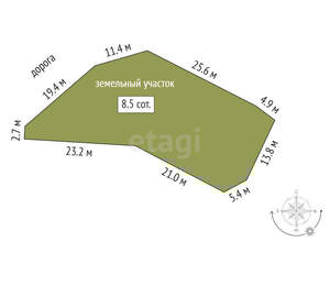 Дом 60м², 1-этажный, участок 9 сот.  