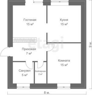 Дом 60м², 1-этажный, участок 4 сот.  