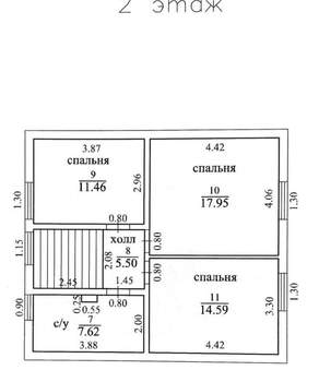 Дом 115м², 2-этажный, участок 8 сот.  