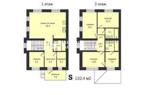 Дом 132м², 2-этажный, участок 3 сот.  