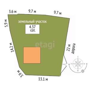 Дача 34м², 2-этажный, участок 4 сот.  
