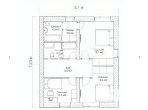 Дом 128м², 2-этажный, участок 6 сот.  