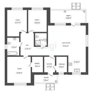 Дом 108м&sup2;, 1-этажный, участок 8 сот.  