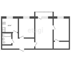 3-к квартира, на длительный срок, 57м2, 3/5 этаж