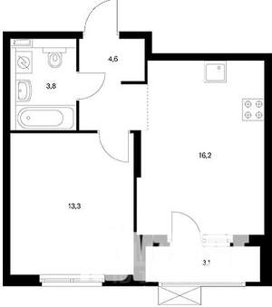 1-к квартира, на длительный срок, 41м2, 14/18 этаж