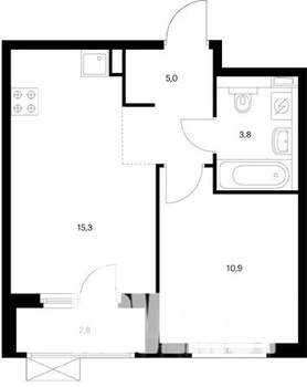 1-к квартира, на длительный срок, 38м2, 3/17 этаж
