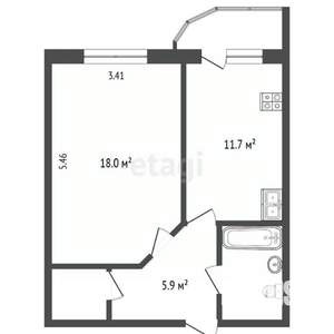 1-к квартира, на длительный срок, 42м2, 9/10 этаж