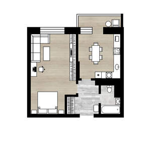 1-к квартира, на длительный срок, 41м2, 2/12 этаж