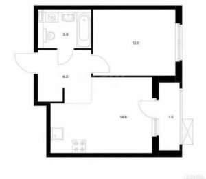 2-к квартира, на длительный срок, 38м2, 2/17 этаж