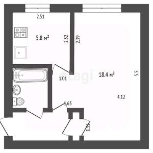 1-к квартира, на длительный срок, 31м2, 5/5 этаж