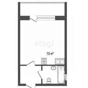 Студия квартира, на длительный срок, 30м2, 6/9 этаж