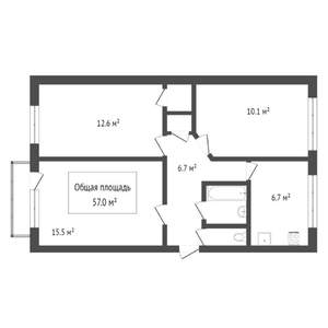 3-к квартира, на длительный срок, 57м2, 4/9 этаж