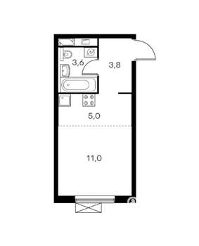 Студия квартира, на длительный срок, 23м2, 13/17 этаж