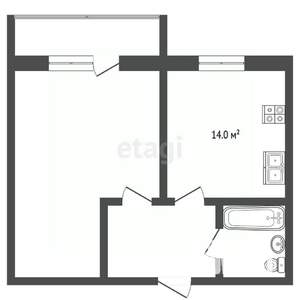 1-к квартира, на длительный срок, 35м2, 2/2 этаж