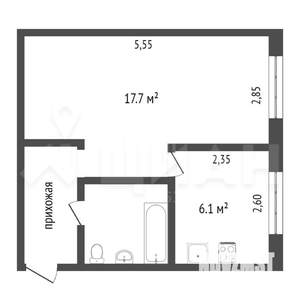 1-к квартира, на длительный срок, 33м2, 3/5 этаж