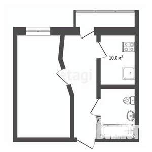1-к квартира, на длительный срок, 43м2, 1/5 этаж
