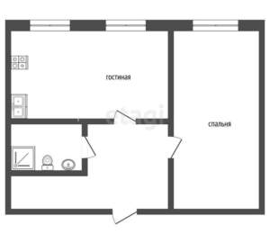 1-к квартира, на длительный срок, 55м2, 2/3 этаж