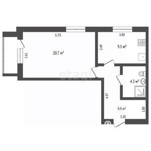 1-к квартира, на длительный срок, 44м2, 8/14 этаж