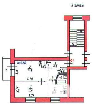 2-к квартира, на длительный срок, 40м2, 3/5 этаж