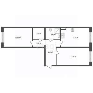 2-к квартира, сданный дом, 51м2, 7/8 этаж