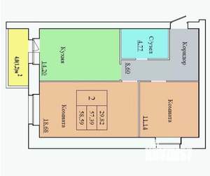 2-к квартира, вторичка, 59м2, 5/12 этаж