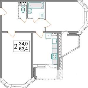 2-к квартира, вторичка, 63м2, 3/10 этаж