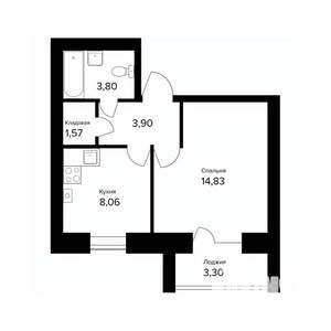 1-к квартира, вторичка, 34м2, 1/5 этаж