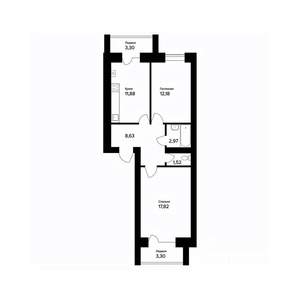 2-к квартира, вторичка, 58м2, 1/5 этаж