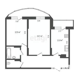2-к квартира, вторичка, 64м2, 15/16 этаж