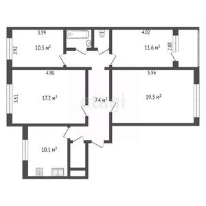 4-к квартира, вторичка, 85м2, 1/10 этаж