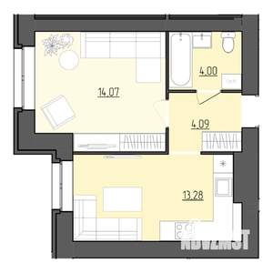 1-к квартира, строящийся дом, 35м2, 1/9 этаж