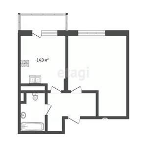 1-к квартира, вторичка, 41м2, 10/12 этаж