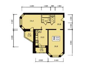 2-к квартира, строящийся дом, 63м2, 9/10 этаж