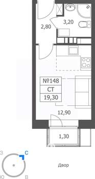 Студия квартира, вторичка, 19м2, 5/11 этаж