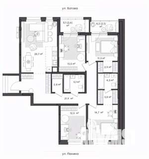 4-к квартира, вторичка, 123м2, 1/9 этаж