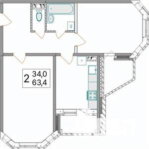 2-к квартира, вторичка, 63м2, 10/10 этаж