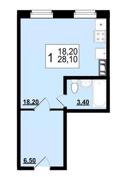 Студия квартира, вторичка, 28м2, 3/10 этаж