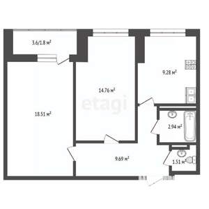 2-к квартира, вторичка, 58м2, 8/10 этаж