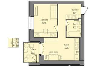 1-к квартира, вторичка, 42м2, 3/3 этаж