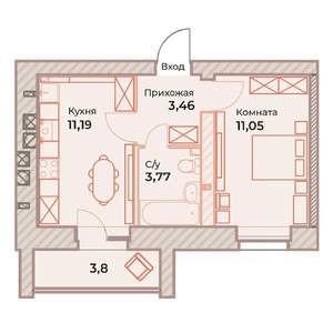 1-к квартира, вторичка, 31м2, 3/9 этаж