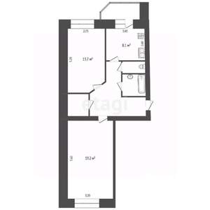 1-к квартира, вторичка, 43м2, 3/4 этаж